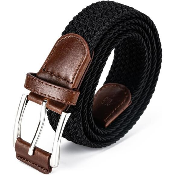 Mens Elastic Woven Stretch Belt Multicolor Braided Golf Casual Pants Jeans - Picture 1 of 8